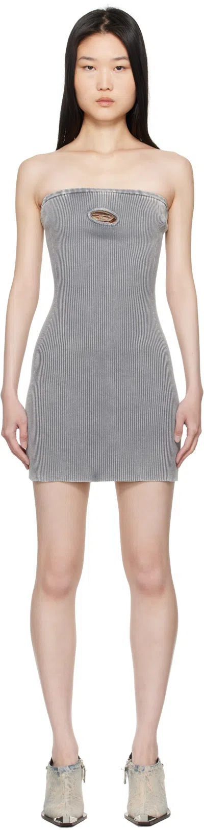 Diesel Strapless Mini Dress With In Grey