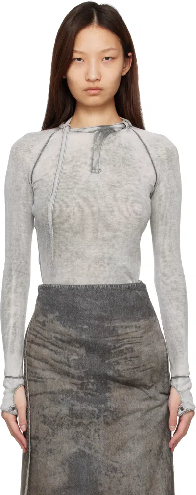 Diesel Gray Rib-jersey Biker Neck Strap T-shirt In Animal Print