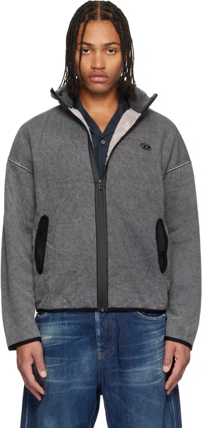 Diesel Mens S-baty Zipped Stretch Cotton-jersey Sweatshirt 02a In Gray
