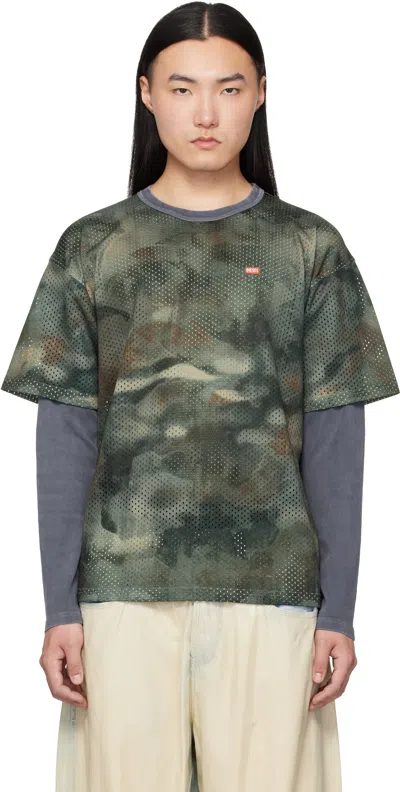 Diesel Gray T-mesh-boxt-ls T-shirt In Multi