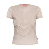 Diesel 't-nekka' White T-shirt With Embossed Details On The Front