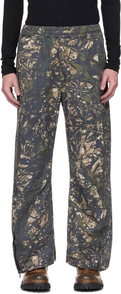 Diesel Green & Brown P-lint Trousers In 5afa
