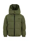 Diesel Green Down Jacket For Kids With In Green