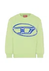 Diesel Green Sweatshirt For Boy With Blue Logo In Green