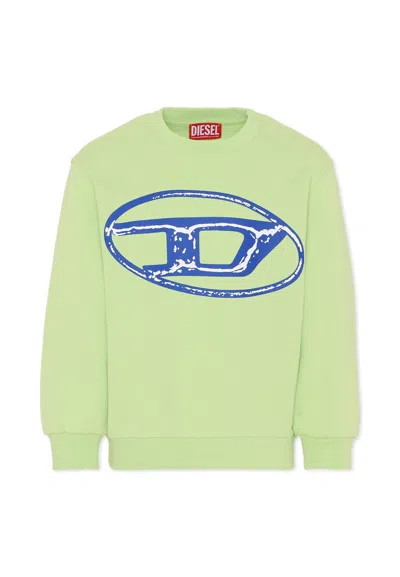 Diesel Kids' Green Sweatshirt For Boy With Blue Logo