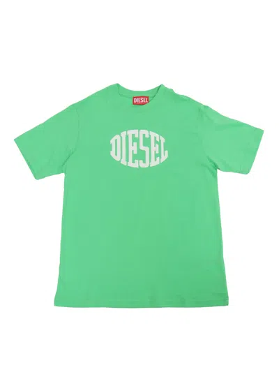 Diesel Kids' Green T-shirt With Logo