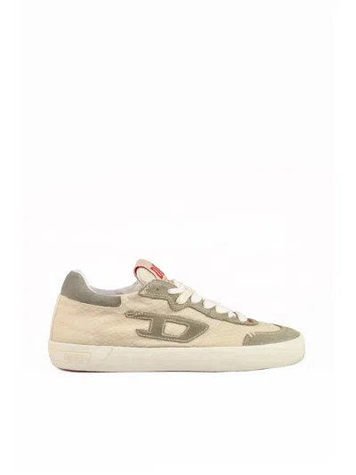Diesel Green/beige Other-fibers Leather Sneakers In Neutral