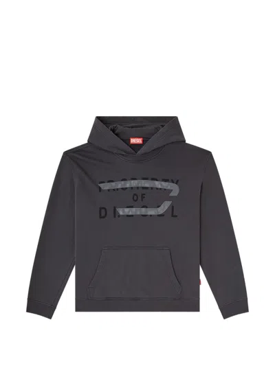 Diesel Grey Classic Hooded Cotton Sweater In Blue