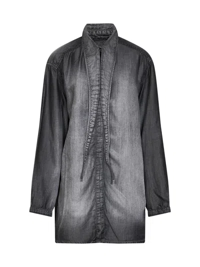 Diesel Grey Coated Fluid Denim De-arven-s Shirt In Gray