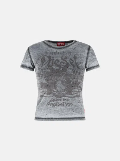 Diesel Grey Cotton Blend Jersey T-shirt In Gray