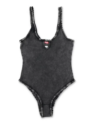 Diesel Grey Cotton Elastane Top In Black