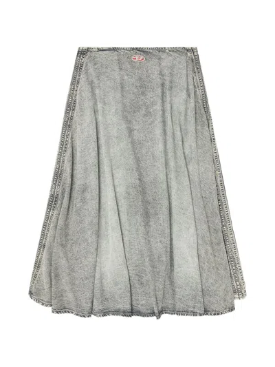 Diesel Grey Cotton Lyocell Modal Skirt In Gray