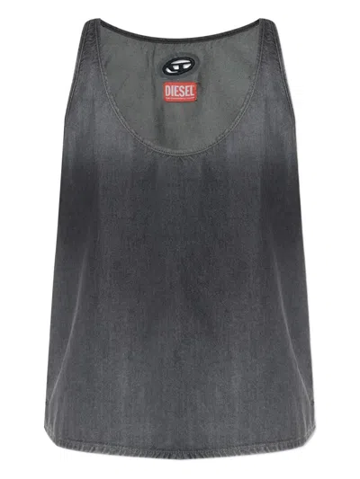 Diesel Grey Cotton Lyocell Modal T-shirt In Gray
