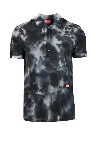 Diesel Grey Cotton Polo In Black