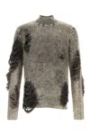 Diesel Destroyed Jumper With Floating Yarns In Brown