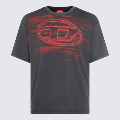 Diesel Cotton T-shirt With Oval D Print In Gray
