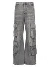 Diesel D-sire-cargo-d Grey Cargo Jeans With Low-rise Waist In Gray
