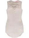 Diesel Distressed Cotton Mini Dress With Edgy Silhouette In Grey