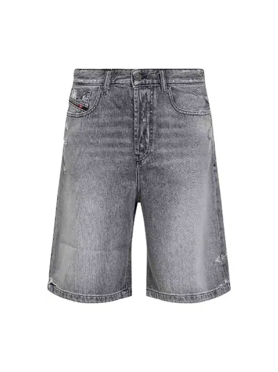 Diesel Desire Cotton Shorts Distressed Five Pocket In Gray