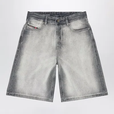 Diesel Grey De-sire Skeleton Denim Bermuda Shorts Women In Gray