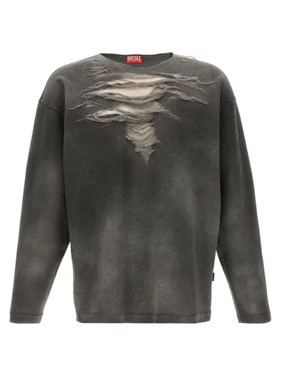 DIESEL GREY DISTRESSED SWEATSHIRT