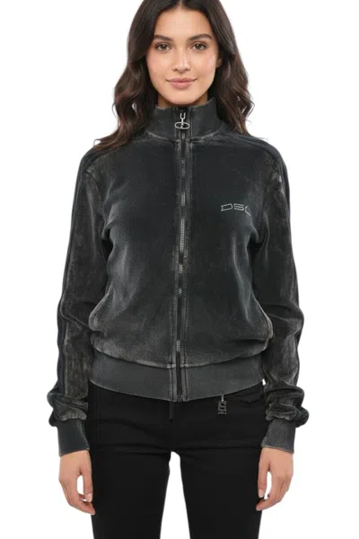 Diesel Grey Embellished Mock Collar Sweatshirt In Gray