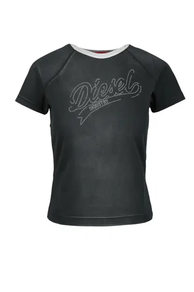 Diesel Grey Fitted Raglan T-shirt In Black