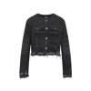 Diesel Grey Jacket With Round Neck And Frayed Edges In Cotton Blend Woman In Gray