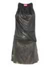Diesel Draped Corset Halter Neck Mini Dress In Gray