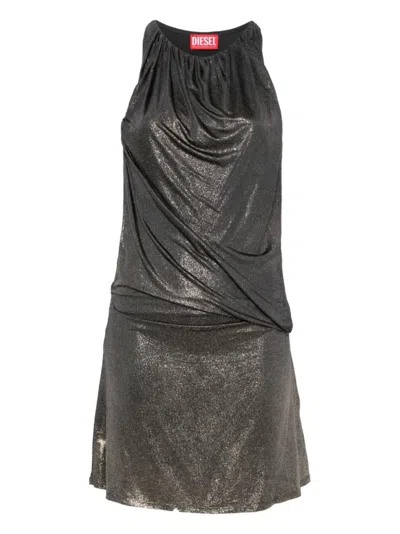 DIESEL GREY METALLIC-EFFECT DRAPED DRESS