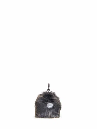 Diesel Grey Monster Furry Charm With Pendant In Black