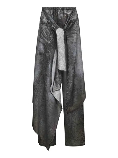 Diesel Women Grey P-aloma Wrap Trousers In Gray