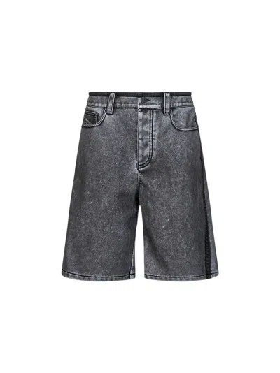 Diesel Grey Pu P-arlor Bermuda Shorts In Black