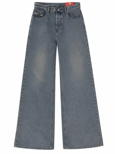 Diesel Grey Relaxed High Rise Jeans In Blue