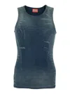 Diesel Grey Ribbed Top With Faded Effect And Round Neck In Grey