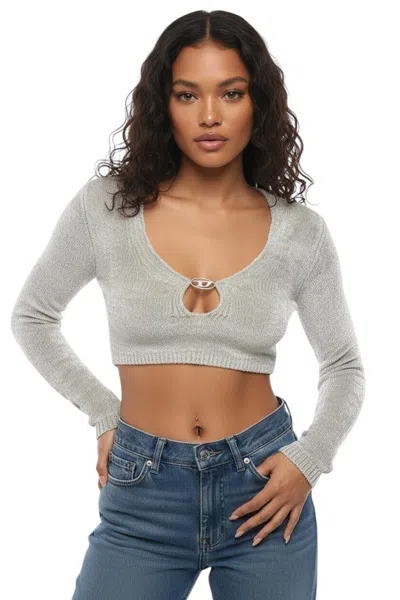 Diesel Grey Scoop Neck Top In Gray
