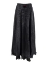 Diesel Grey Skirt With Oval D Logo Plaque And Frayed Edges In Cotton Blend Woman In Black