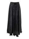 Diesel Grey Skirt With Oval D Logo Plaque And Frayed Edges In Cotton Blend Woman In Gray