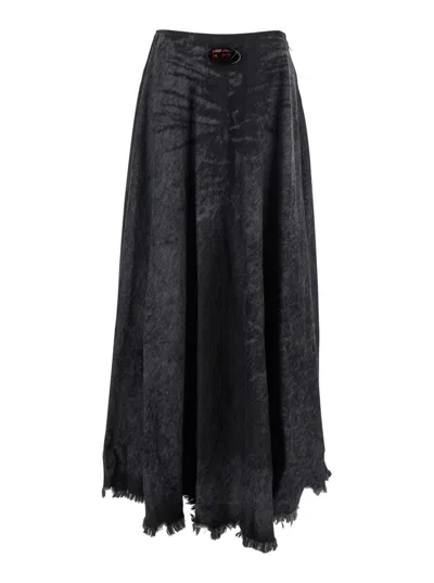 Diesel Grey Solid Maxi Skirt In Blue