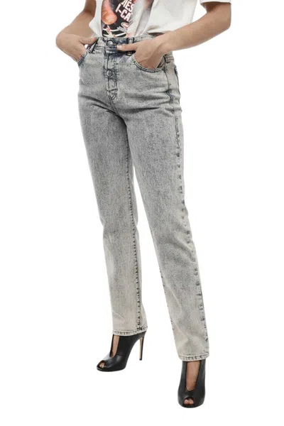 Diesel Grey Straight High Rise Jeans In Gray