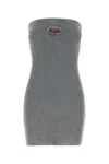 Diesel Women Grey Stretch Cotton Blend Mini Dress