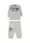 Diesel Grey Suit For Babykids With Logo In Gray
