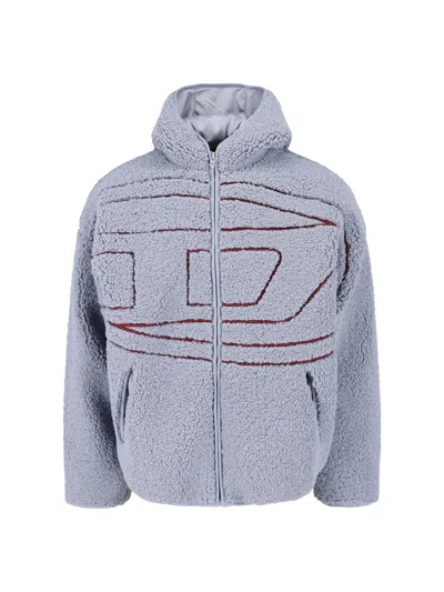 Diesel Grey S-zat Teddy Hooded Zip Sweatshirt In Purple