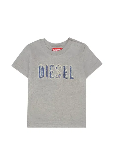 Diesel Grey T-shirt For Baby Boy With Logo In Gray
