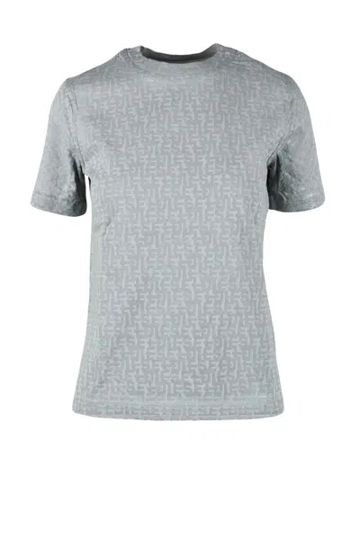 Diesel Grey Textured Cotton T-shirt In White