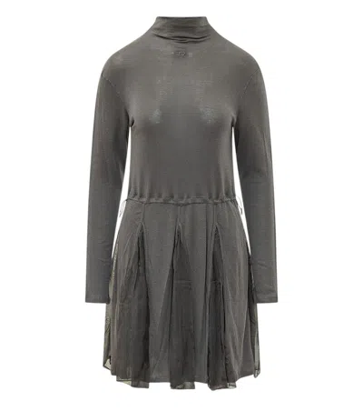 Diesel Grey Turtle Neck Mini Dress In Gray