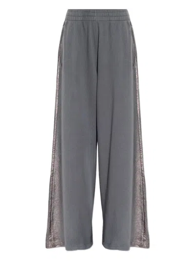 Diesel Grey Wide Leg Elasticated Trousers In Gray