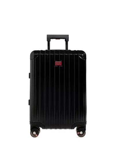 Diesel Grooved Logo-plaque Luggage In Black