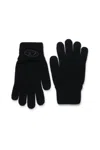 Diesel Branded Wool-blend Knit Gloves In Black