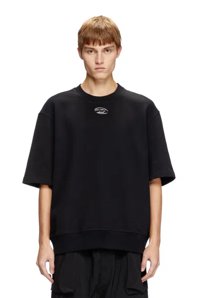 DIESEL HALF-SLEEVE SWEATSHIRT WITH METALLIC LOGO